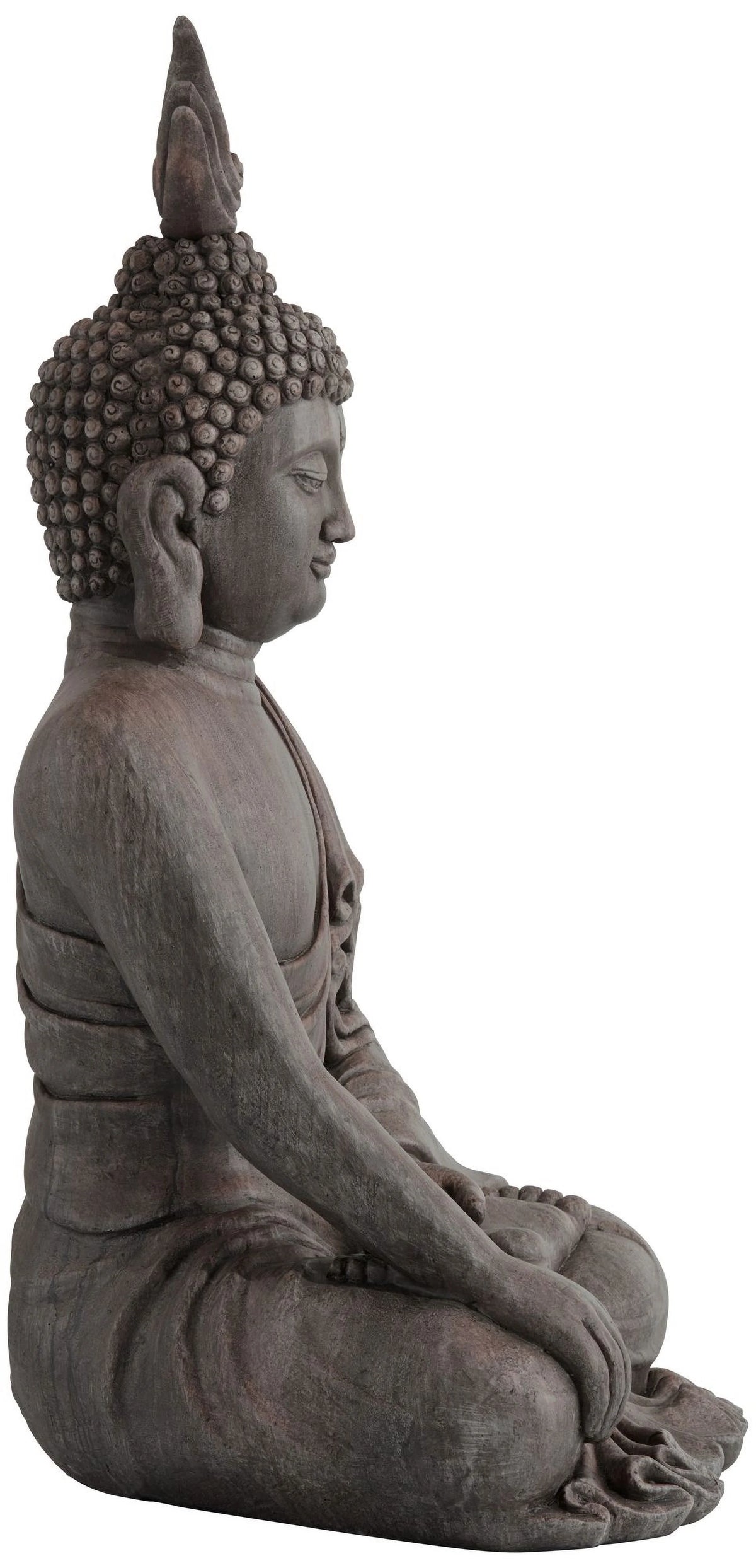 Large Sitting Buddha Statue Sculpture Stone Gray Finish 42" Tall I236