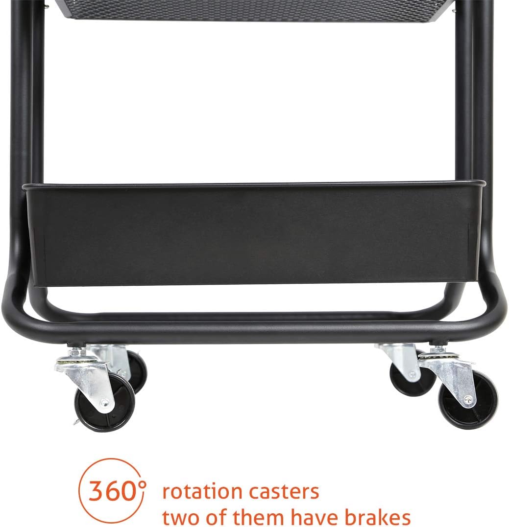 3 Tier Metal Rolling Utility Storage Cart with Wheels K955705