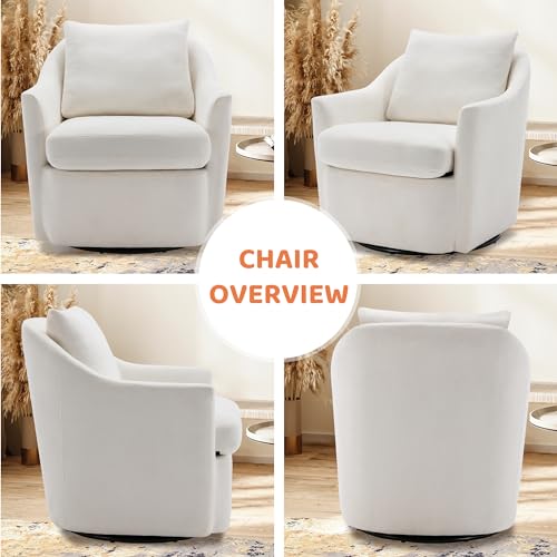 Beige Upholstered Swivel Accent Chair Set of 2 G8343