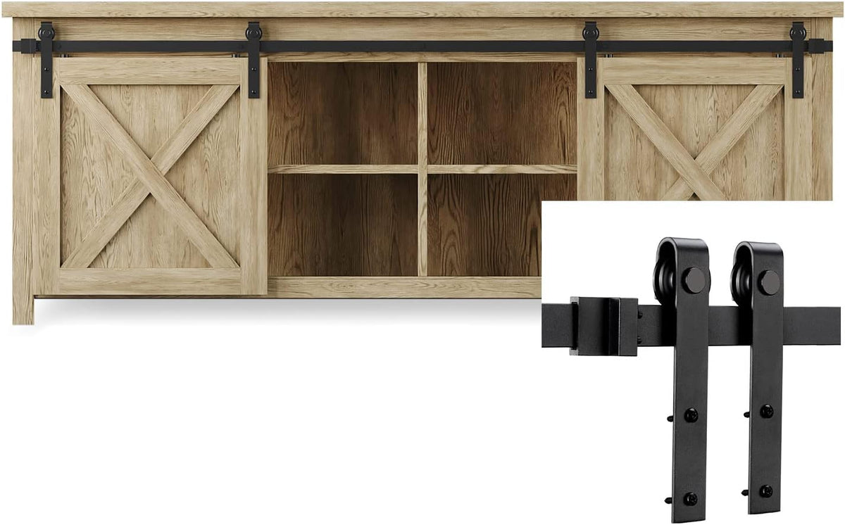 6 FT Mini Sliding Double Barn Door Hardware Track Kit M88095
