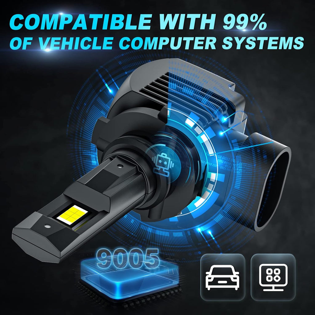 9005 LED Headlight Bulbs Low and High Beam with Fan 6000K W274411