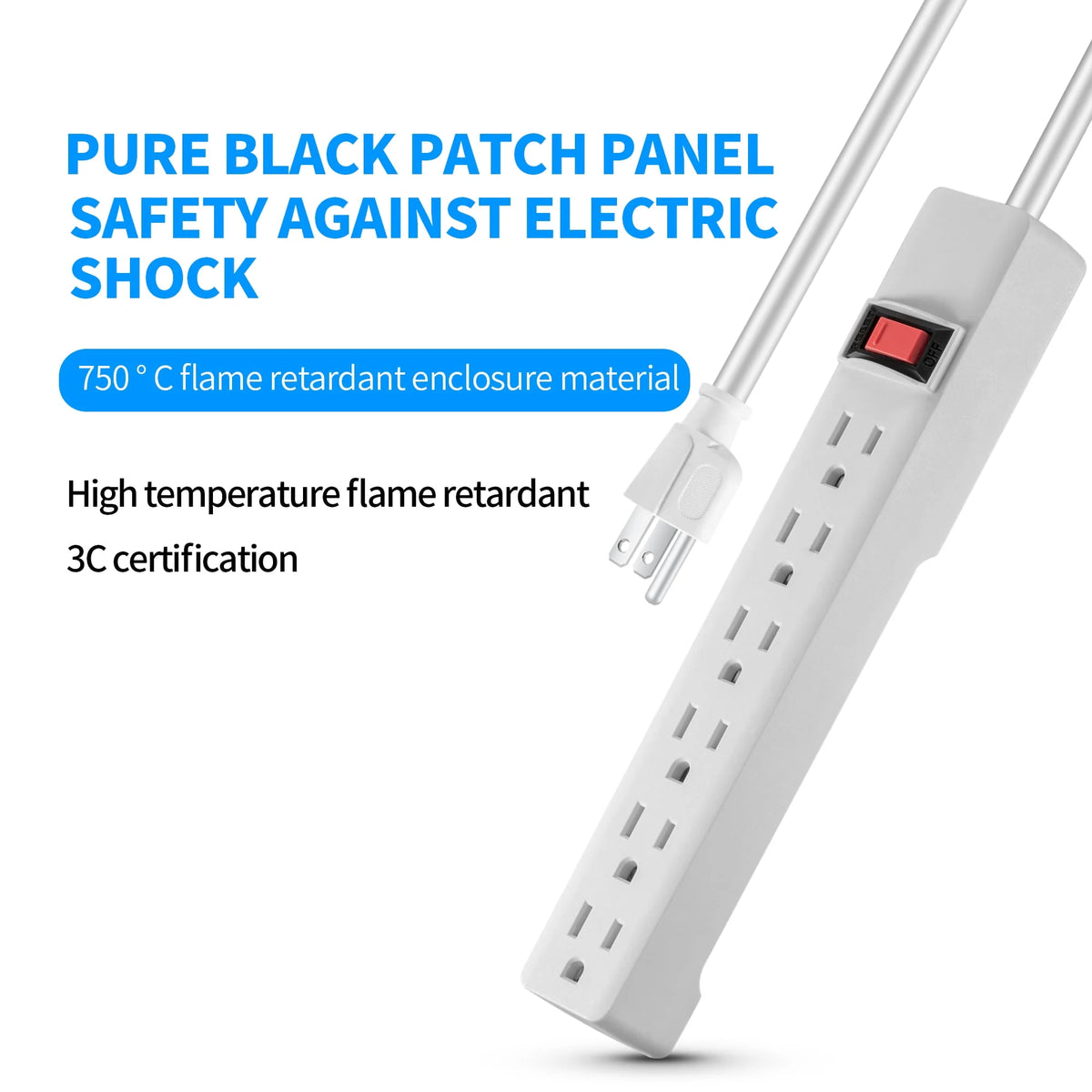 6 Outlet Power Strip with 2.5 ft Cord, White F807