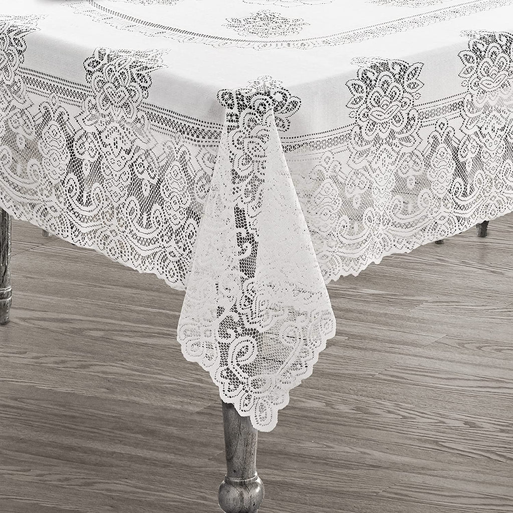 White Polyester Lace Tablecloth 52 x 70 Inch C23263