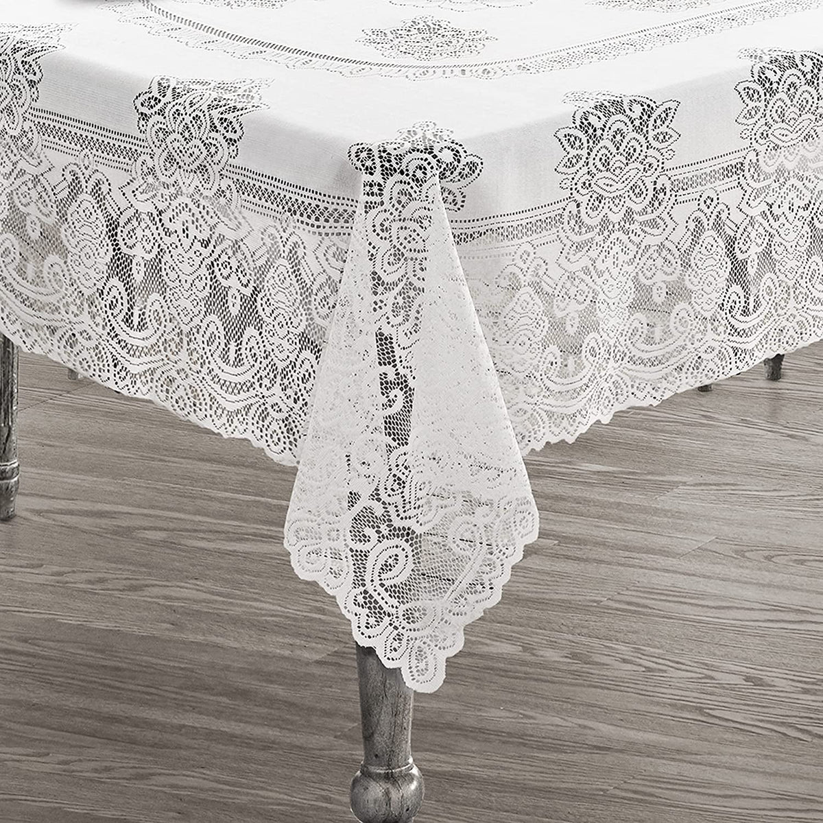 White Polyester Lace Tablecloth 52 x 70 Inch C23263