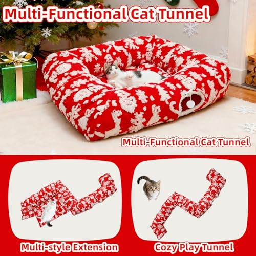 Christmas Cat Tunnel Bed with Warm Mat G19438