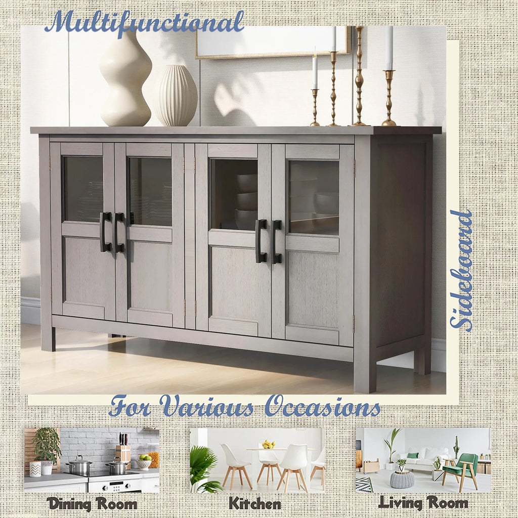 Buffet Cabinet with 4 Doors and Adjustable Shelves P665