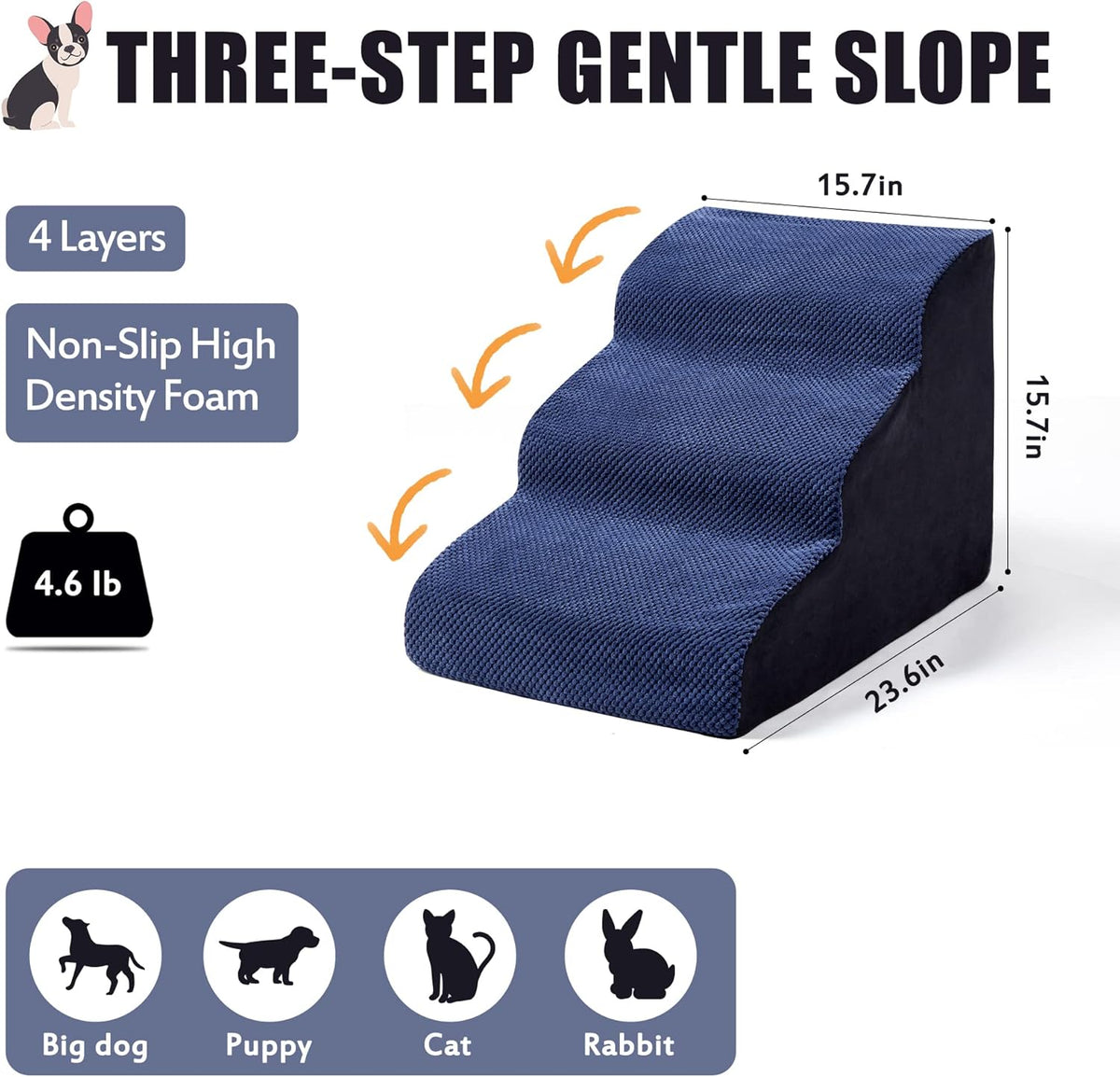 3 Tiers Non-Slip Foam Dog Stairs S8114