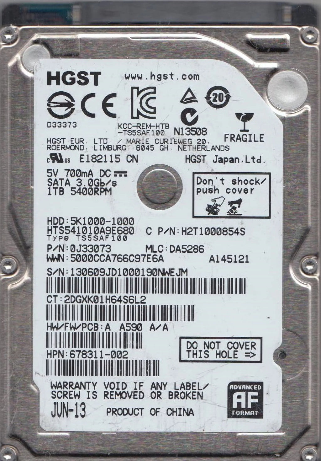 1TB SATA 2.5 Hard Drive T8609