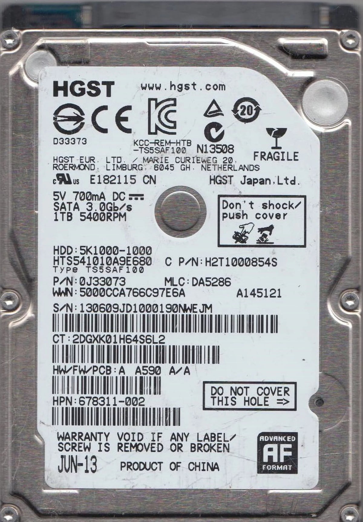 1TB SATA 2.5 Hard Drive T8609