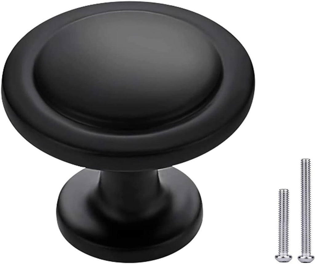 1-1/4 inch Matte Black 6 Pack Drawer Knobs G89157