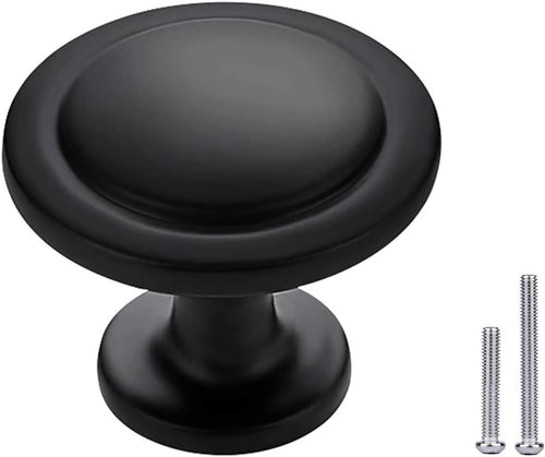1-1/4 inch Matte Black 6 Pack Drawer Knobs G89157
