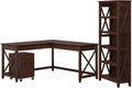 L Shaped Desk with File Cabinet and Bookcase B405