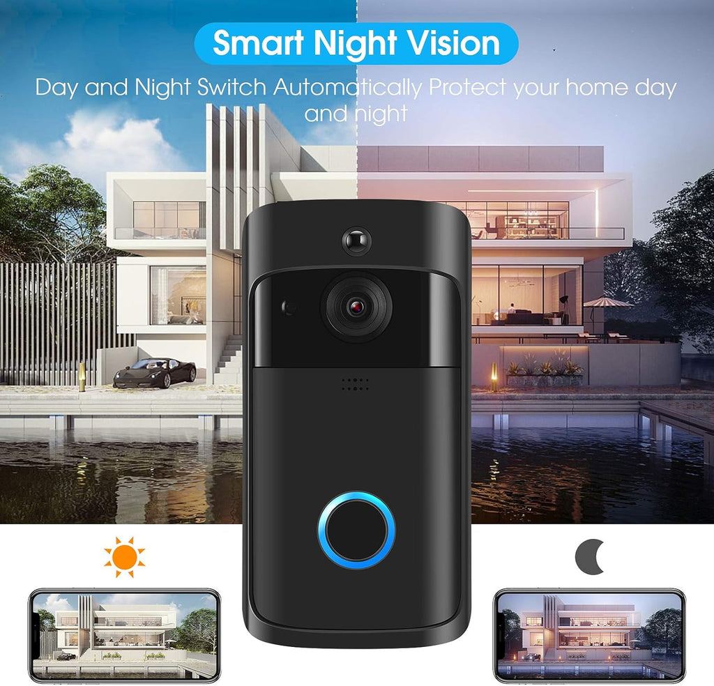 Wireless Doorbell Camera with Chime, Motion Detection, 2-Way Audio, Night Vision F62929