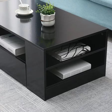 Black Tea Table with 2 Drawers W93970