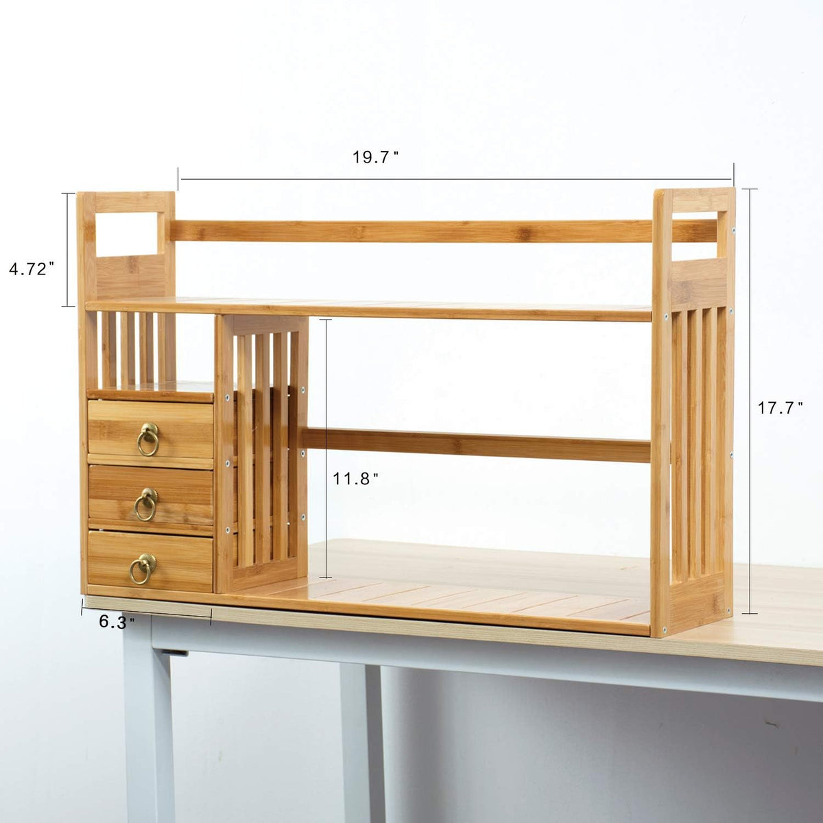 Bamboo Desktop Bookshelf with 3 Drawers A208