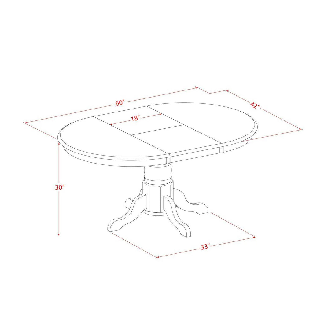 5 Piece Oval Dining Table and 4 Upholstered Chairs Y1346