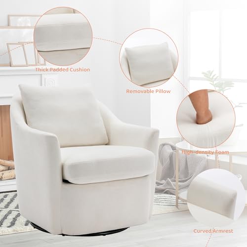 Beige Upholstered Swivel Accent Chair Set of 2 G8343