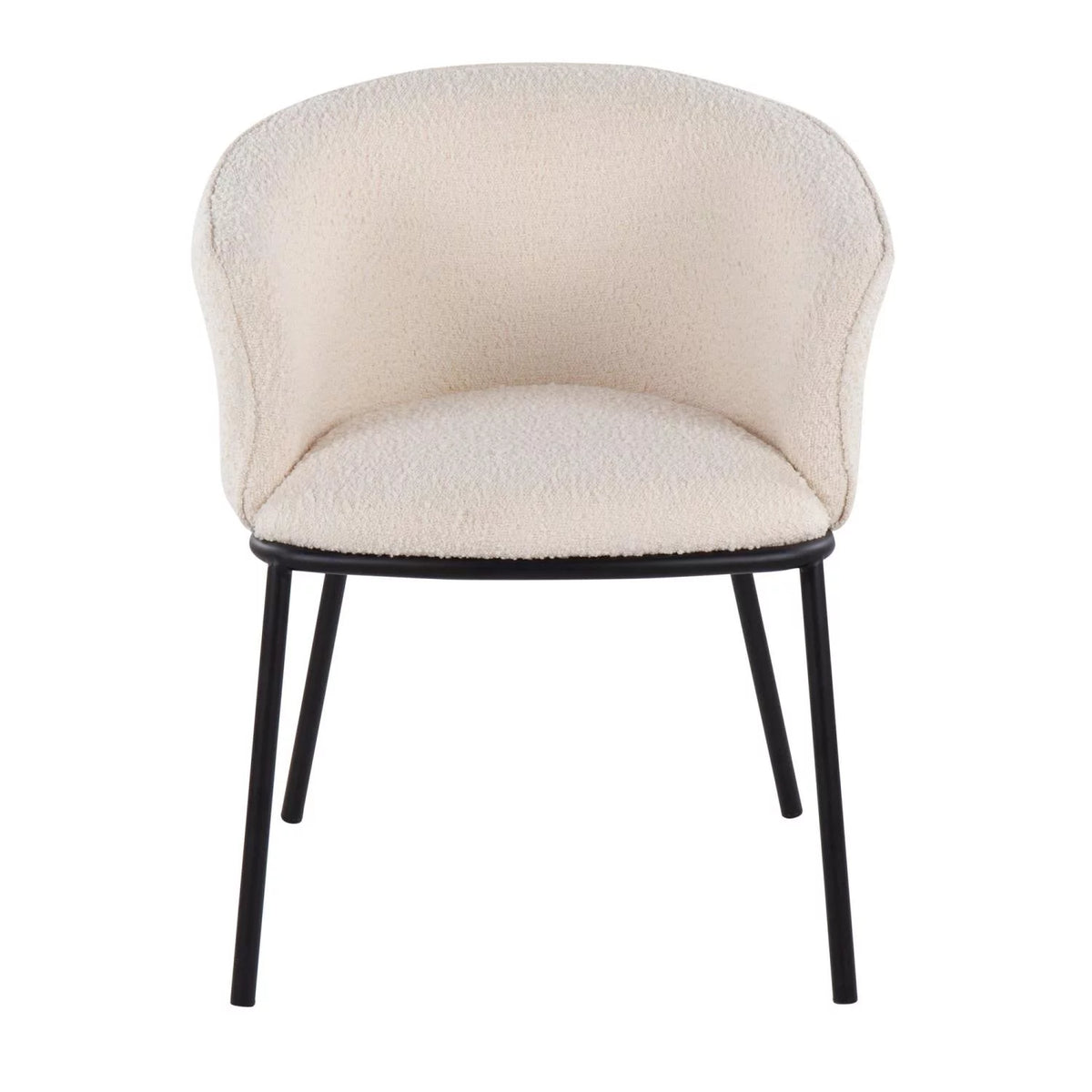 Contemporary Chair in Black Steel and White Sherpa Fabric L134969