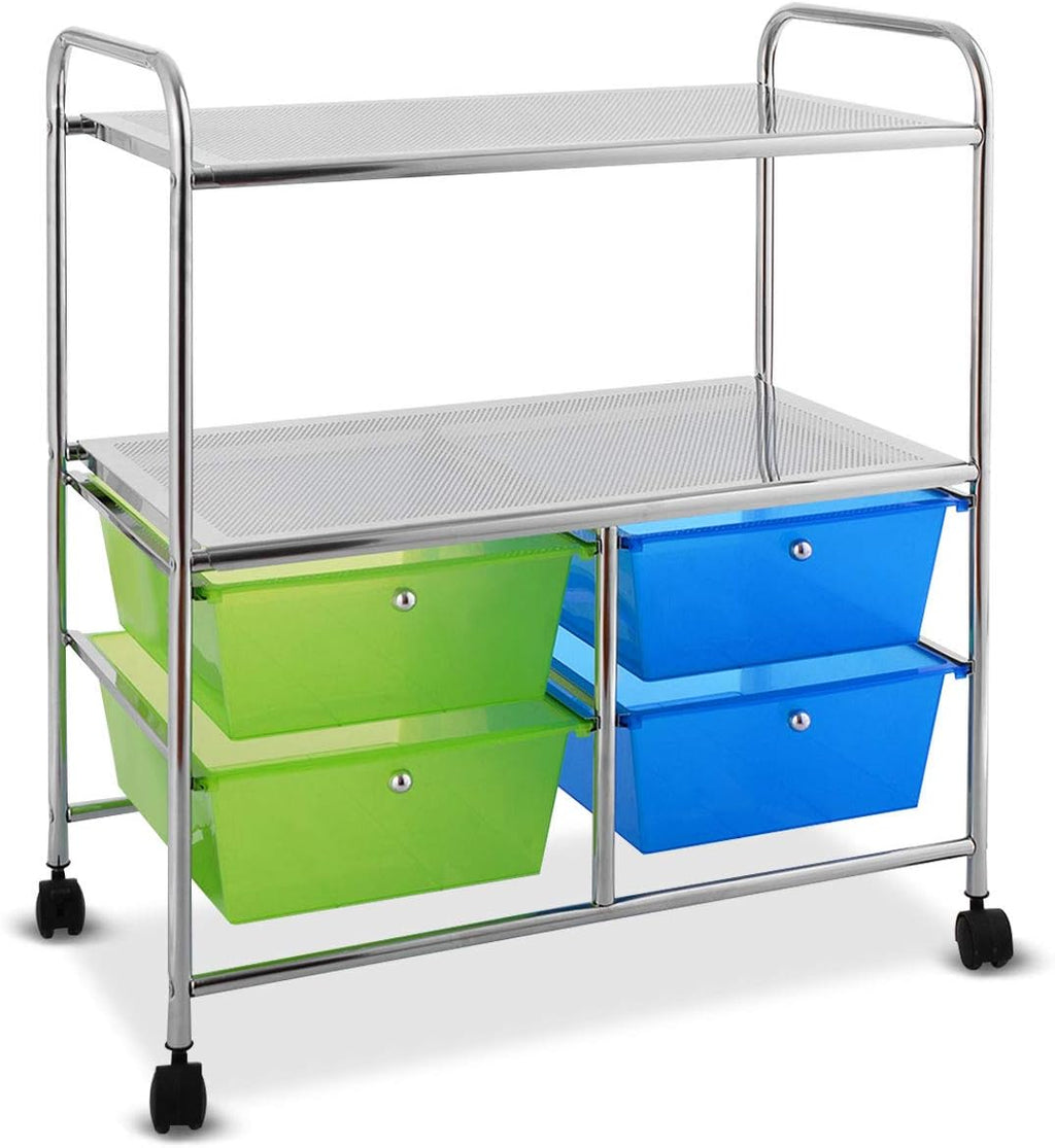 Rolling Storage Cart with 4 Drawers 2 Shelves Z772946