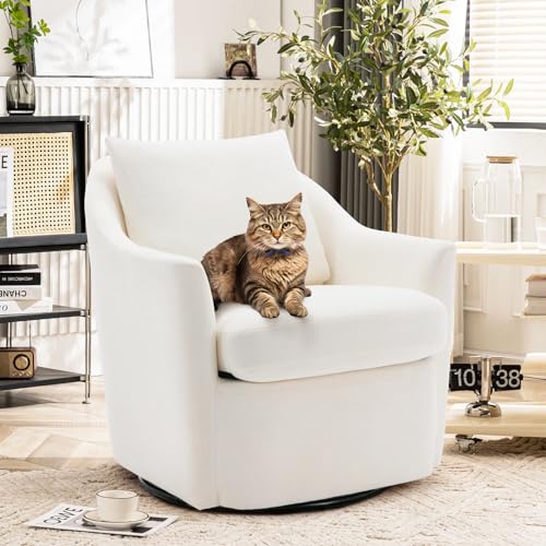 Beige Upholstered Swivel Accent Chair Set of 2 G8343