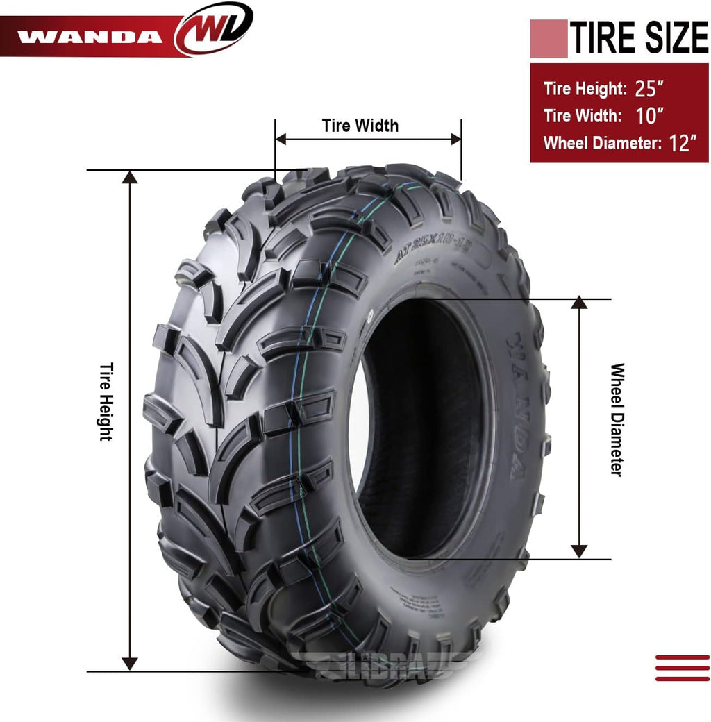 Set of 4 ATV UTV Tires 25x10-12 6PR G34487