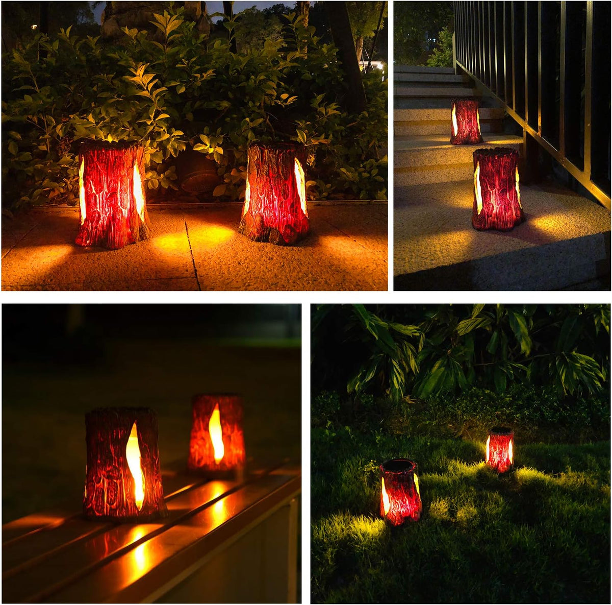 Solar Powered Flickering Flame Lantern Lights 2 Pack T71701