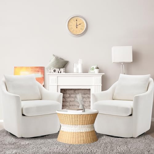 Beige Upholstered Swivel Accent Chair Set of 2 G8343