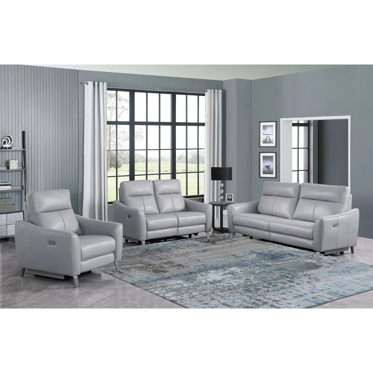 Blue 3-piece Power Reclining Living Room Set C229