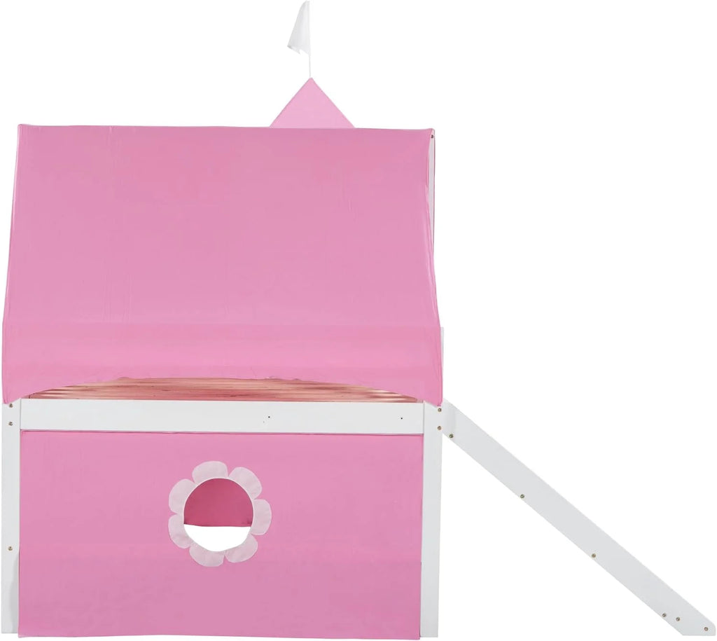 Full Size Solid Wood Low Loft Bed with Slide F694788