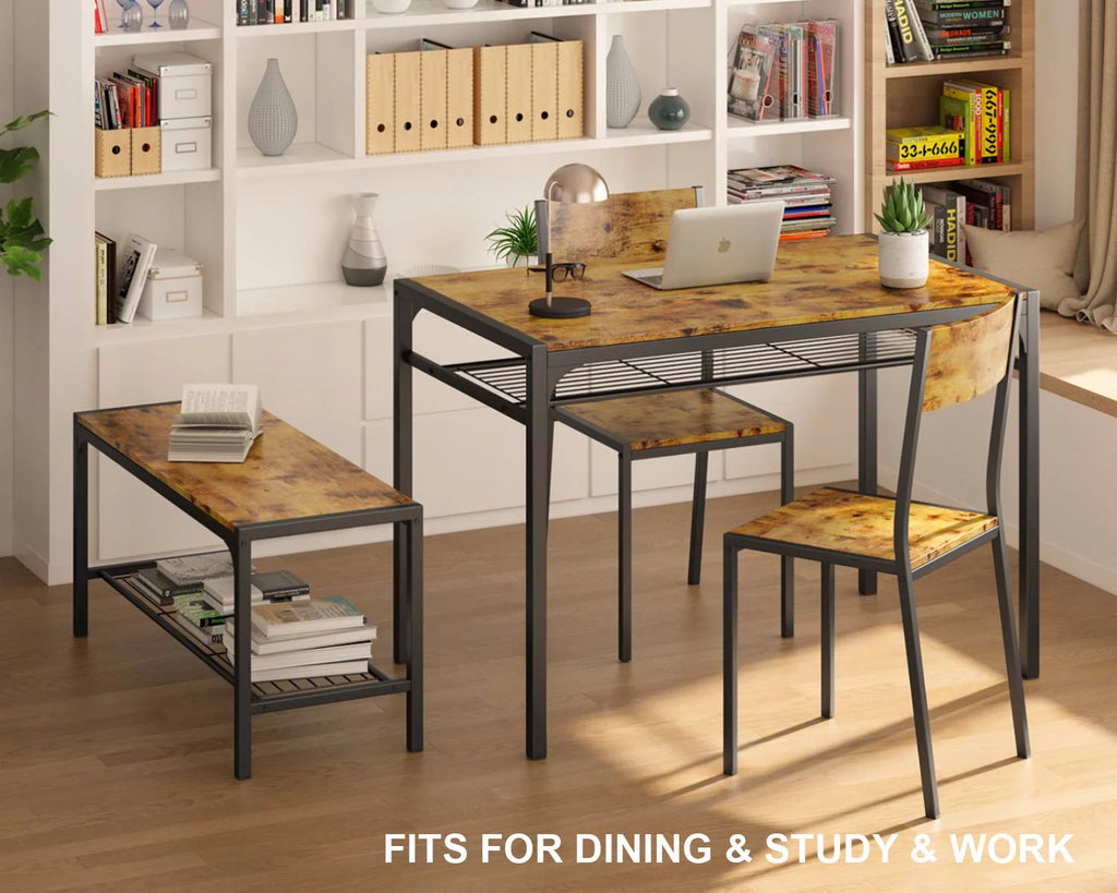 4 Piece Dining Table with 2 Chairs and Bench M6944