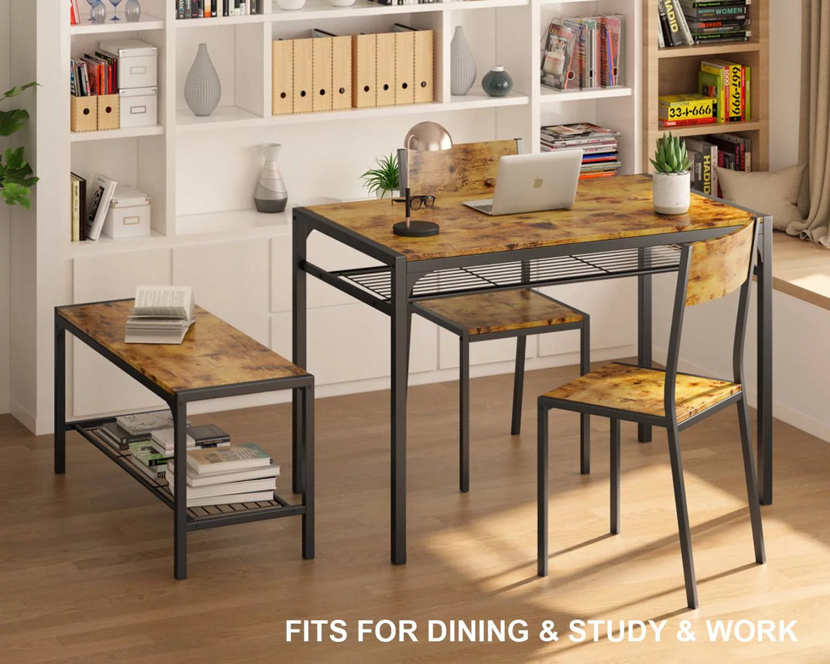 4 Piece Dining Table with 2 Chairs and Bench M6944