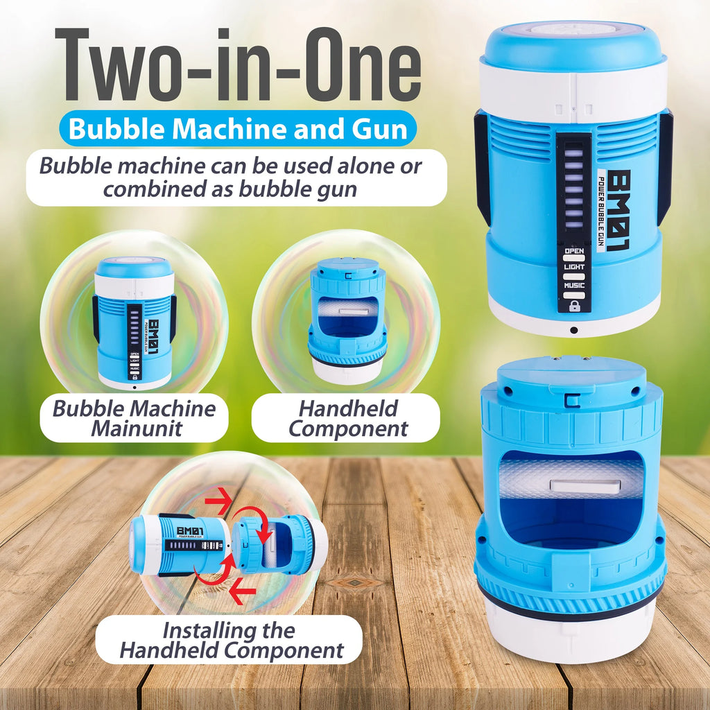 2 in 1 Rechargeable Bubble Gun with Sound and Light E37928