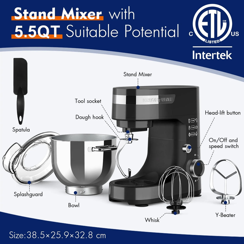 5.5Qt 12-Speed Tilt-Head Electric Stand Mixer with Stainless Steel Bowl H7159