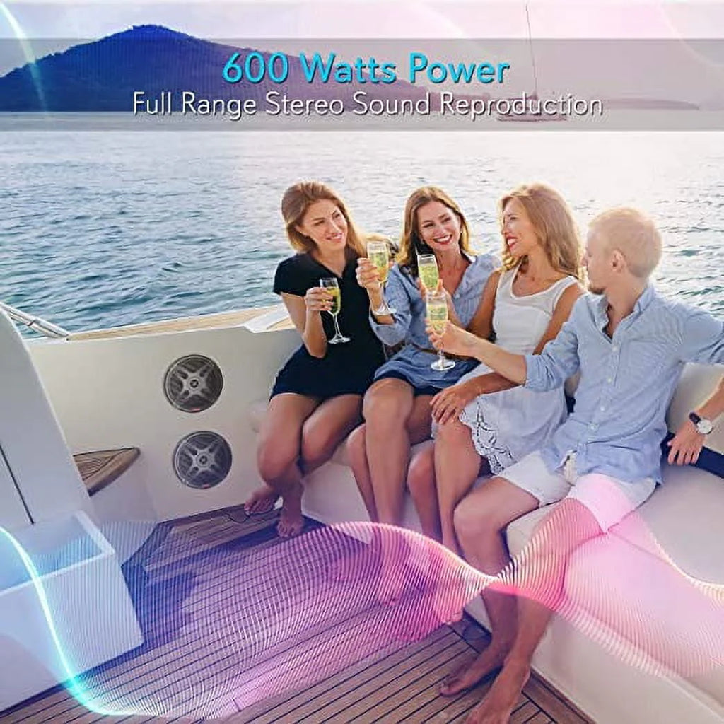 6.5 Inch 600 W 2 Way Waterproof Bluetooth Marine Speakers, Pair K860505