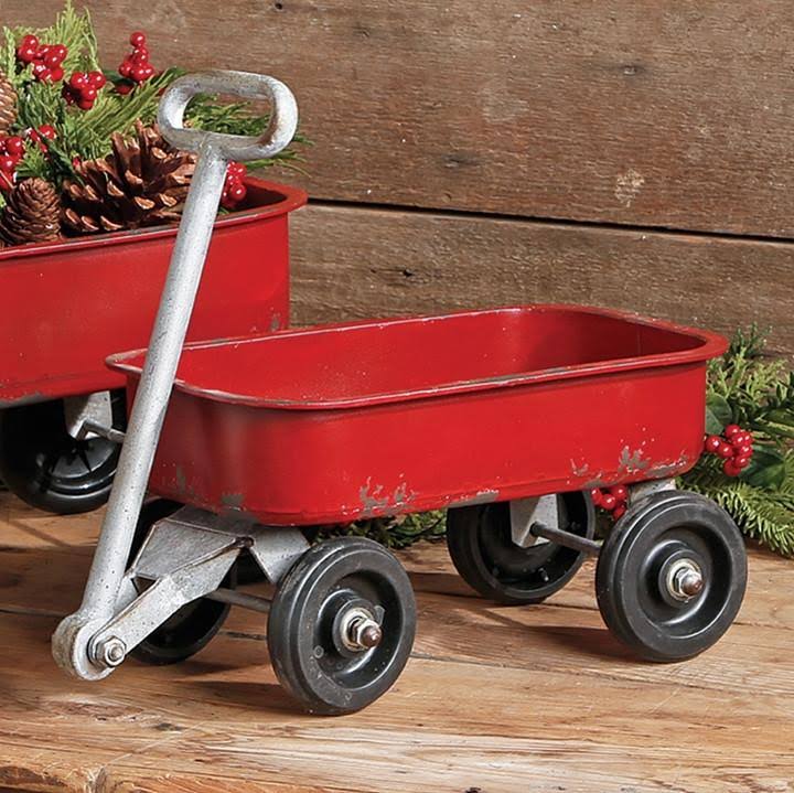 Rustic Red Iron Wagon Decoration X45649