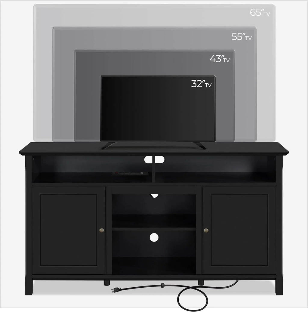 Black TV Stand with Doors up to 65 in R7756