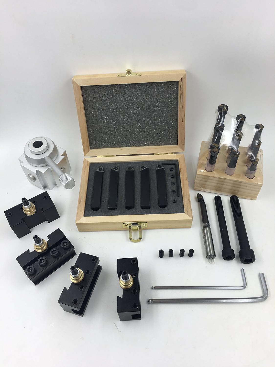 Quick Change Tool Post Holder Set with Boring Bar and Carbide Inserts B68229