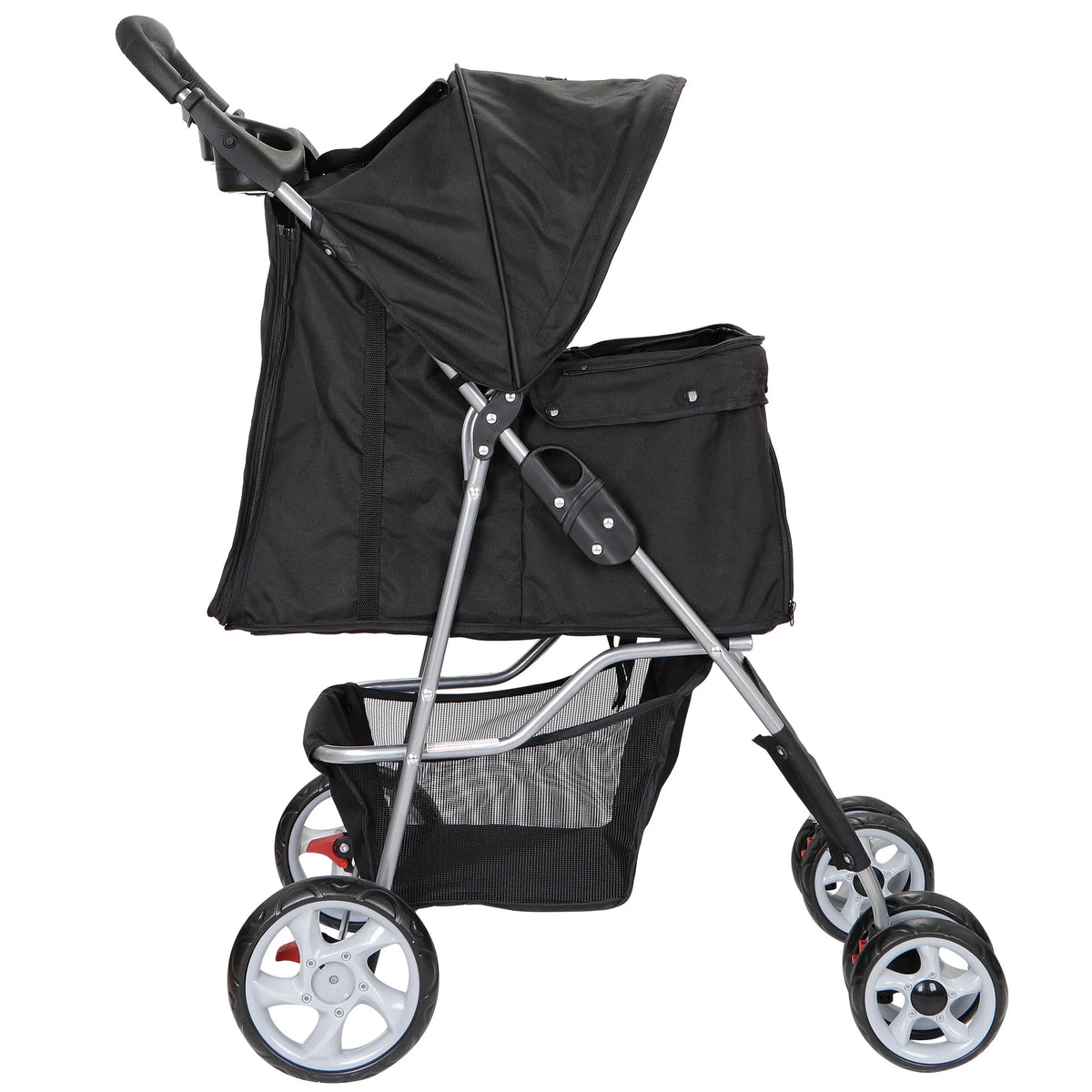 4 Wheel Foldable Pet Stroller with Storage Basket & Cup Holder M615072