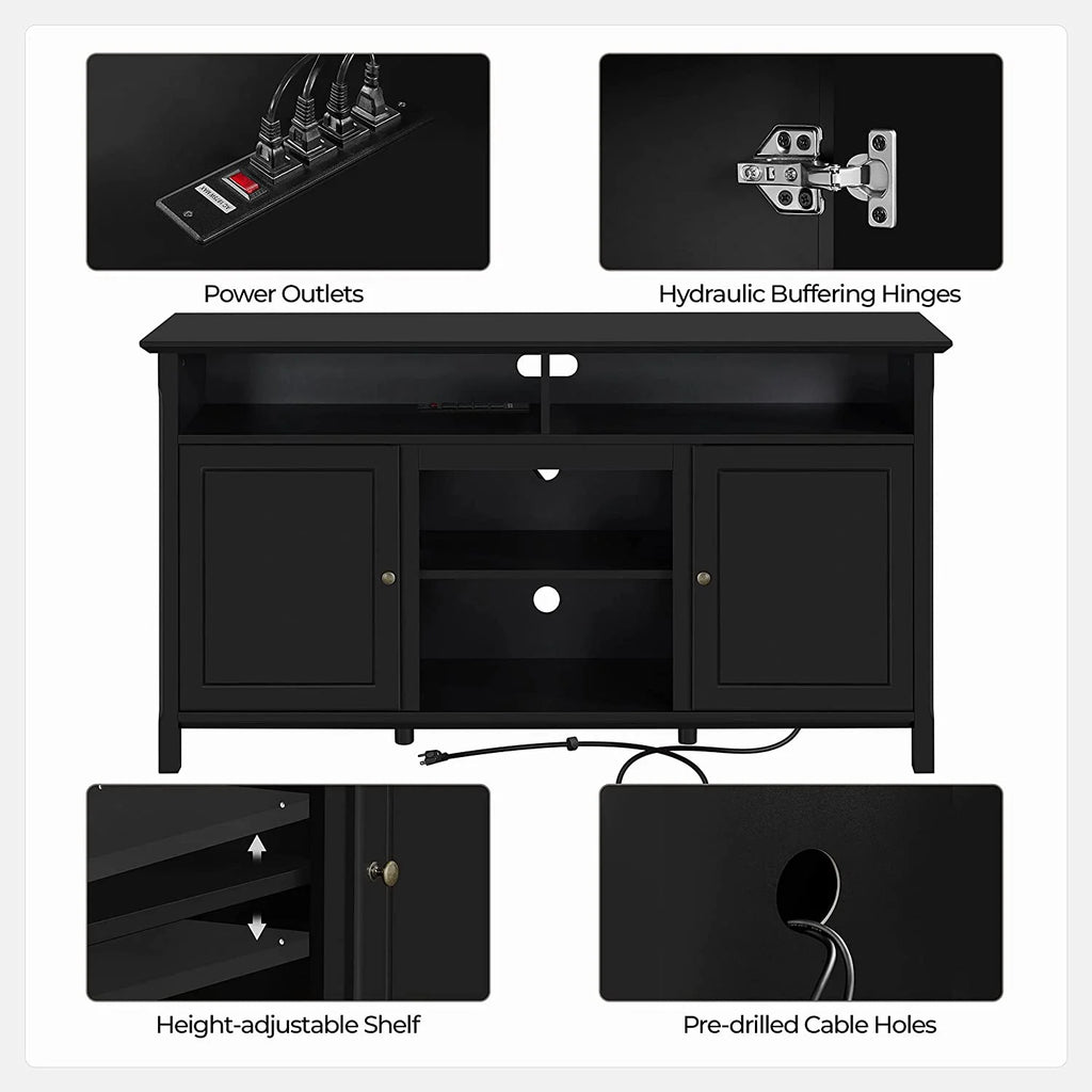 Black TV Stand with Doors up to 65 in R7756