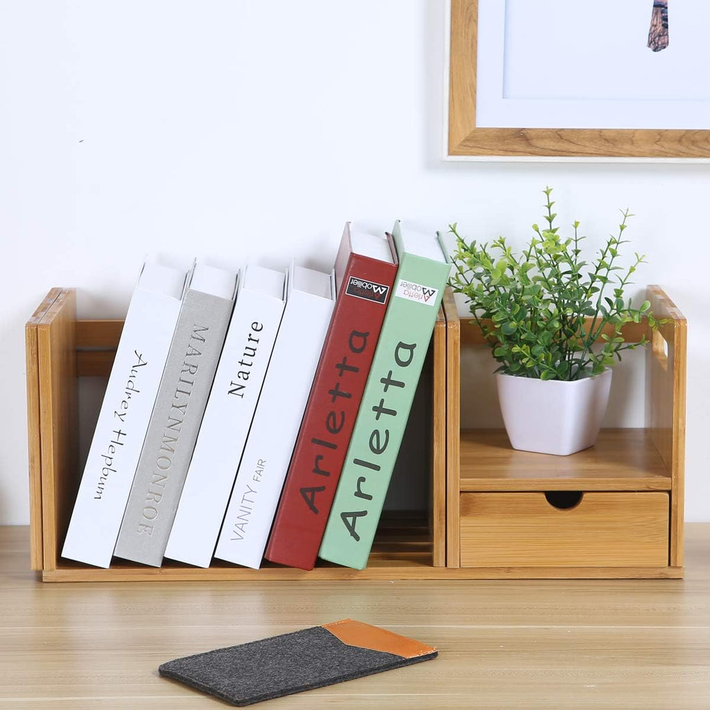 Bamboo Desktop Bookshelf with 3 Drawers A208
