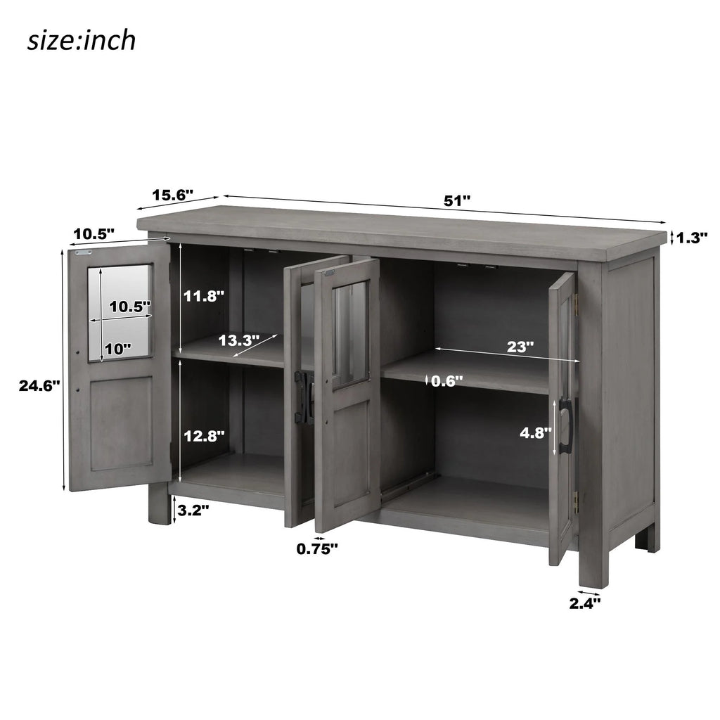 Buffet Cabinet with 4 Doors and Adjustable Shelves P665