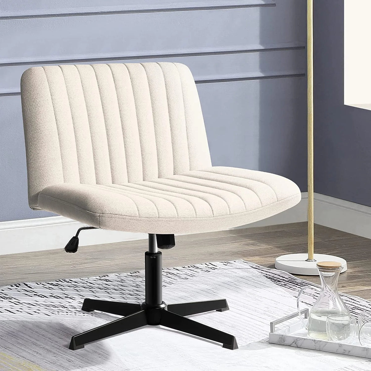 Armless Fabric Padded Swivel Office Chair Q520892