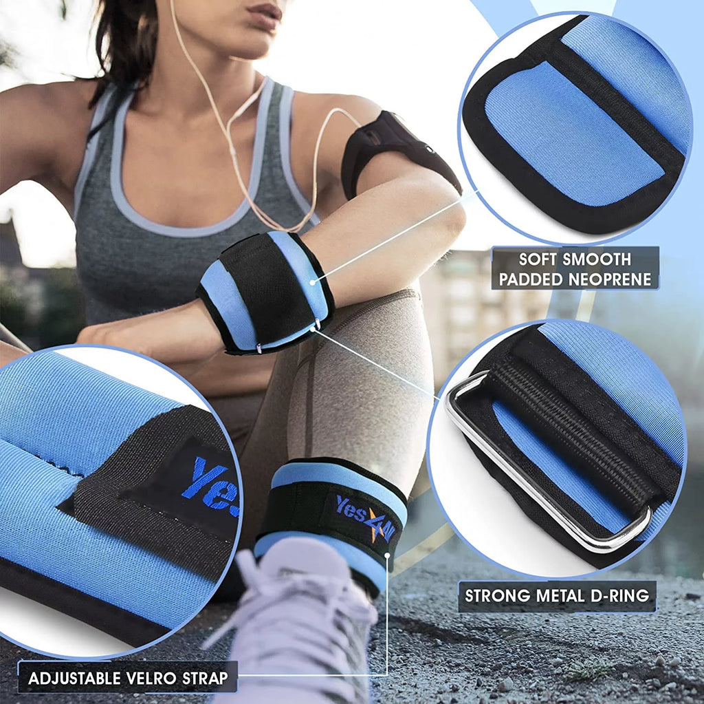 1 lbs Neoprene Ankle Wrist Weight, Beige, Pair S55950