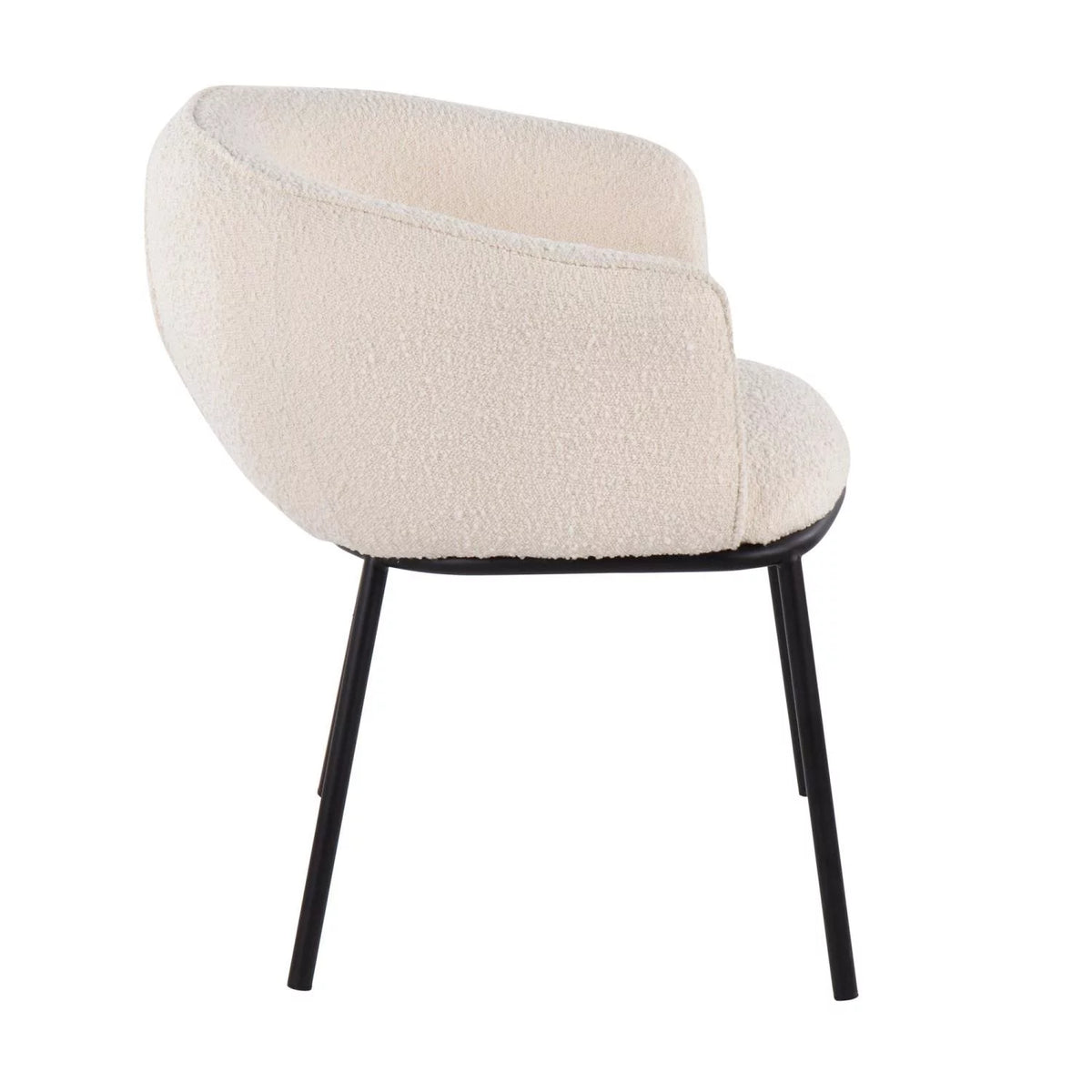 Contemporary Chair in Black Steel and White Sherpa Fabric L134969
