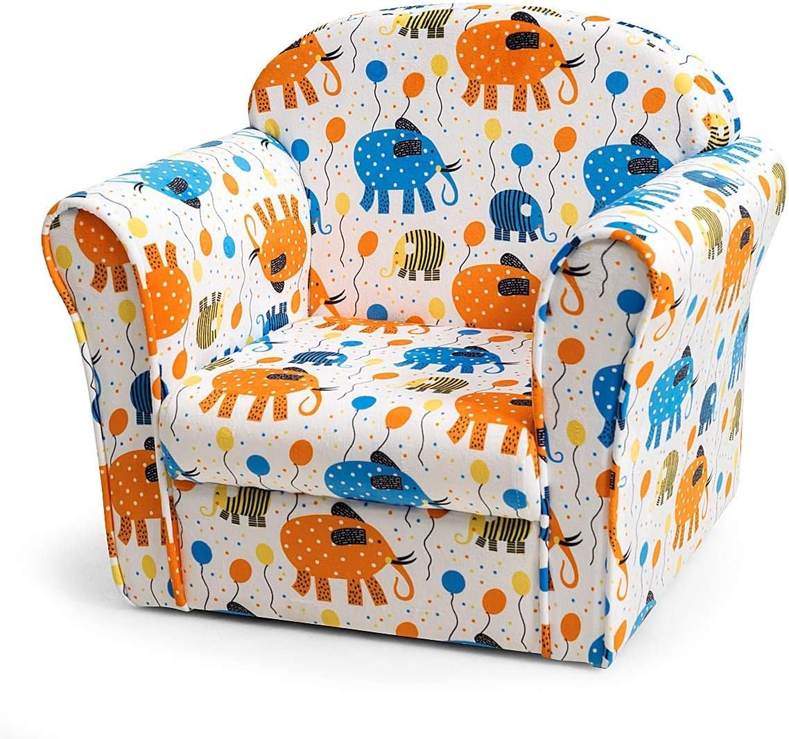 Kids Sofa with Cute Pattern and Wood Construction K9654
