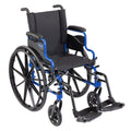 High Performance Lighter Weight Wheelchair with Desk Length Arms and Footrests, 18 Seat Width, Cobalt Blue U149456