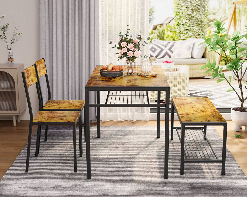 4 Piece Dining Table with 2 Chairs and Bench M6944