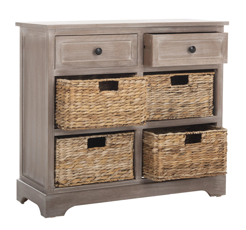 2-Drawer Storage Unit with 4 Wicker Baskets F4500