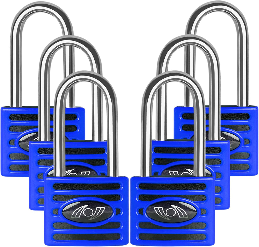 2.5 Inch Long Shackle Keyed Alike Padlocks 6 Pack Red A82251