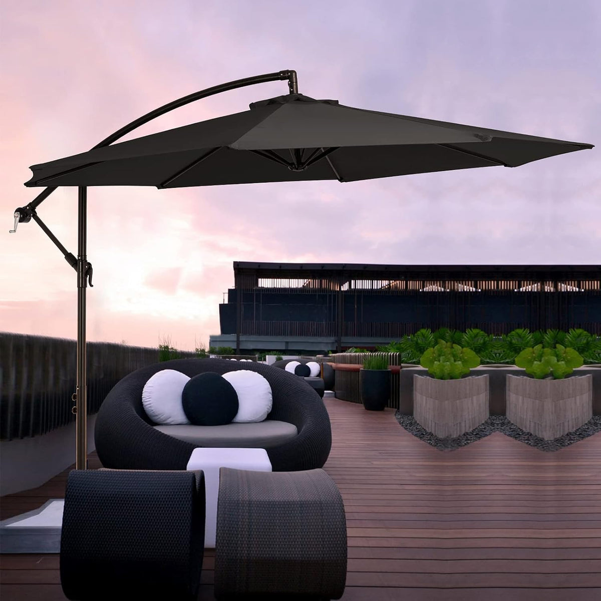 10ft Offset Cantilever Patio Umbrella with Cross Base Z268860